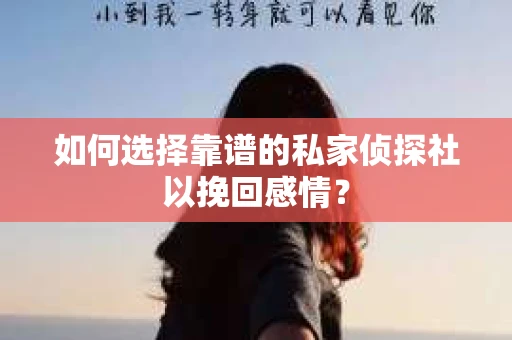 如何选择靠谱的私家侦探社以挽回感情？
