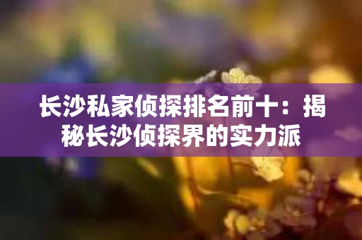 长沙私家侦探排名前十：揭秘长沙侦探界的实力派