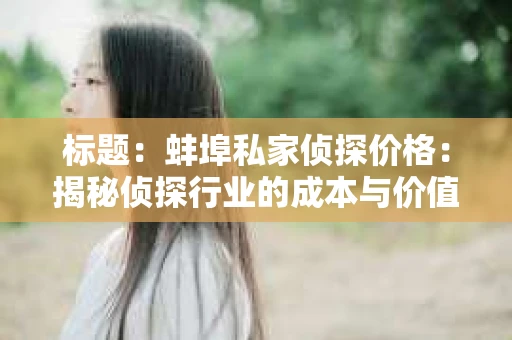 标题：蚌埠私家侦探价格：揭秘侦探行业的成本与价值