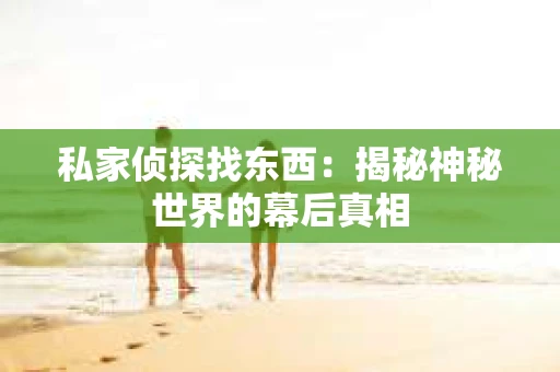 私家侦探找东西:揭秘神秘世界的幕后真相 私家侦探找东西:揭秘神秘世界的幕后真相