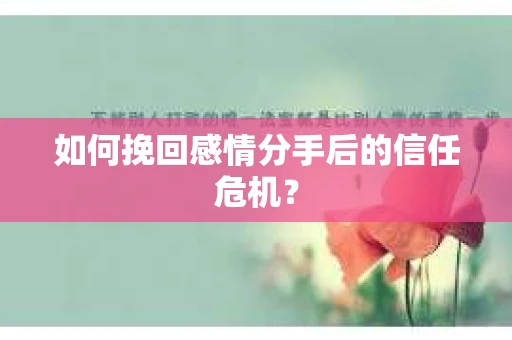 如何挽回感情分手后的信任危机? 如何挽回感情分手后的信任危机?
